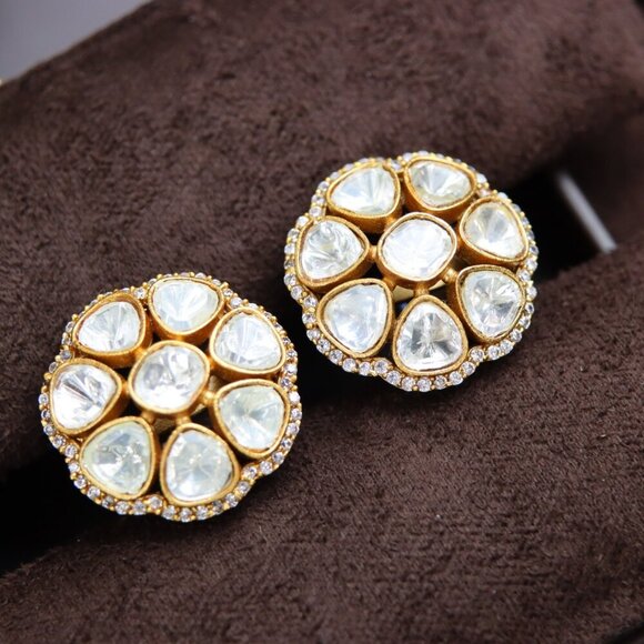 Floral Radiance Kundan Brass Earrings, JP15